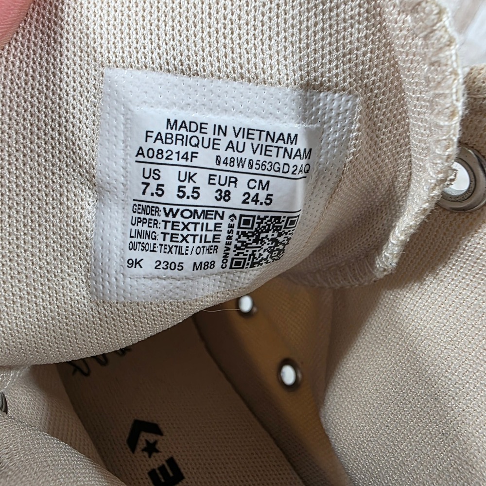 Converse Chuck Taylor All Star Lift High Top Parchment Beige A08214F Womens 7.5 - Picture 5 of 8